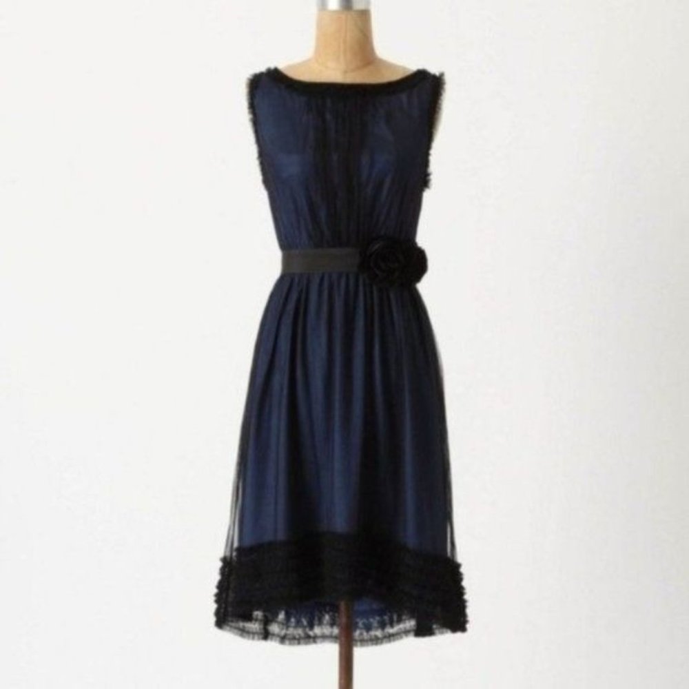 Anthropologie ~ Moulinette Soeurs Stilled Night mesh overlay midi dress